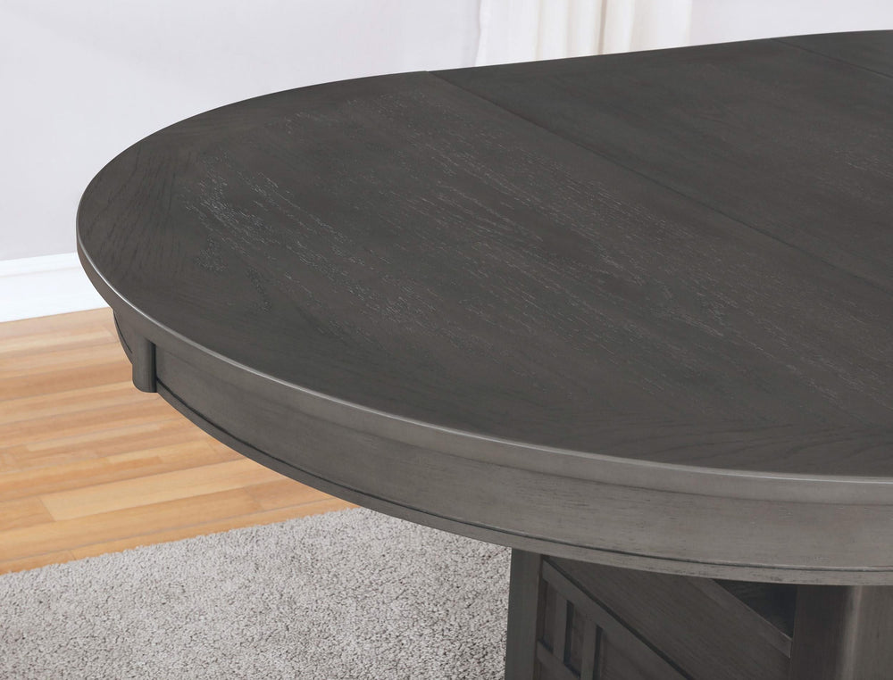 Juego de comedor Lavon de 5 piezas con hojas extensibles ovaladas, gris medio