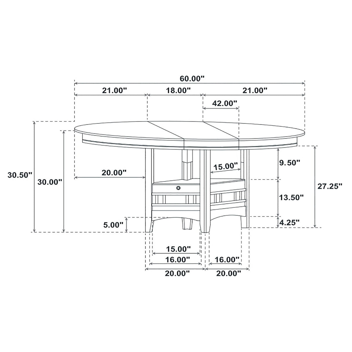 Lavon Oval 60-inch Extension Leaf Dining Table Medium Grey