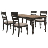 Juego de comedor rectangular Bridget de 5 piezas en color carbón y arena