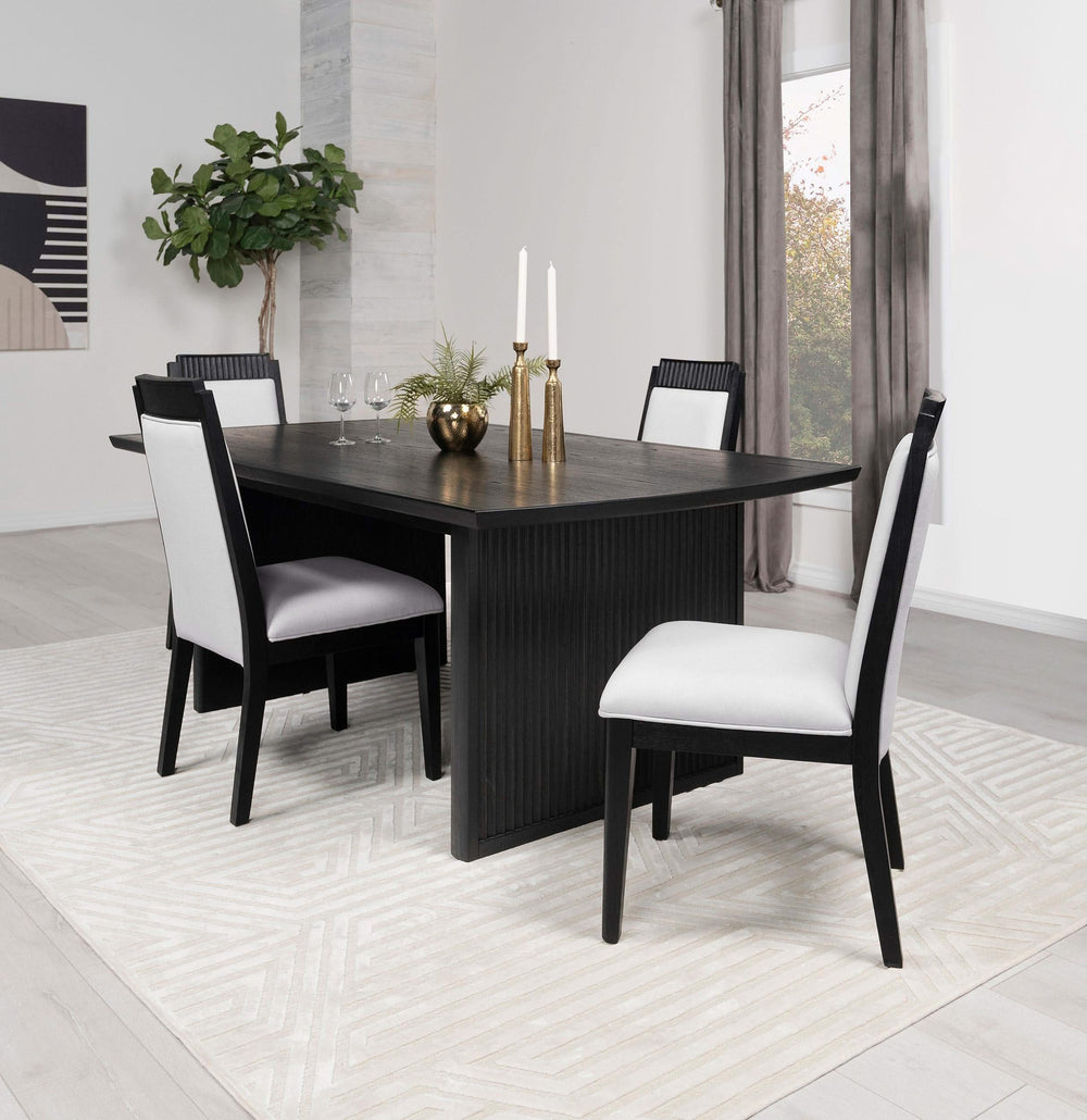 Juego de mesa de comedor Brookmead de 5 piezas con hojas extensibles, color negro