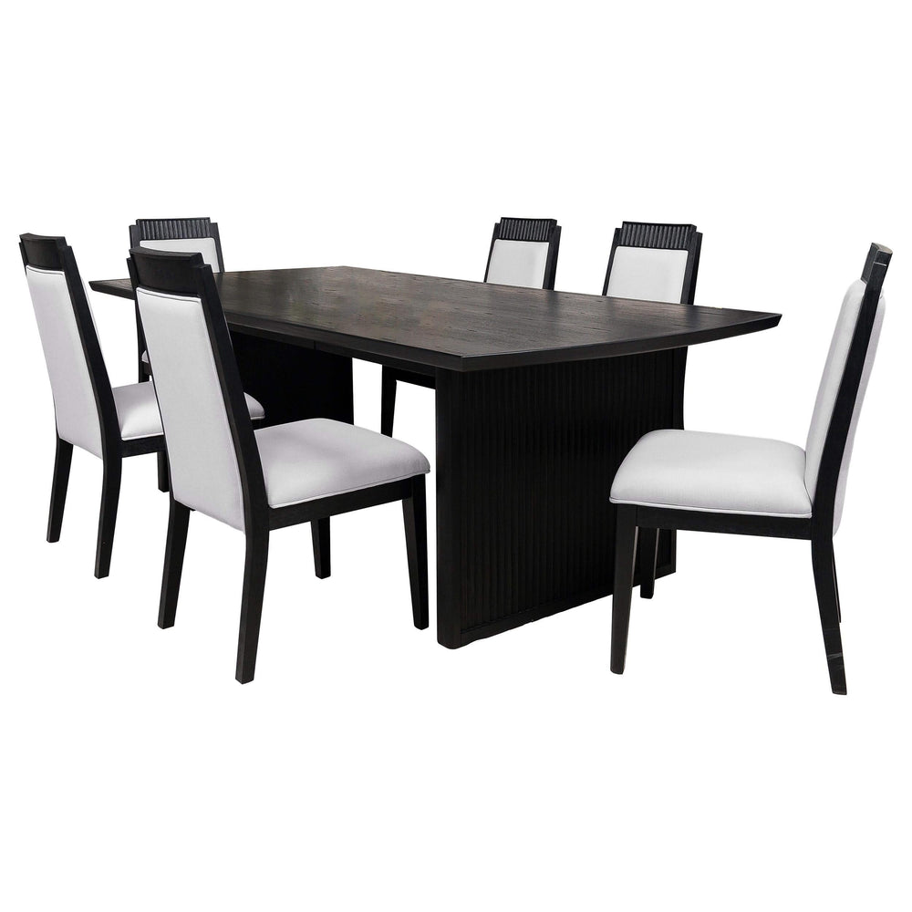Juego de mesa de comedor Brookmead de 7 piezas con hojas extensibles, color negro
