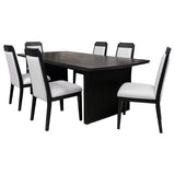 Juego de mesa de comedor Brookmead de 7 piezas con hojas extensibles, color negro