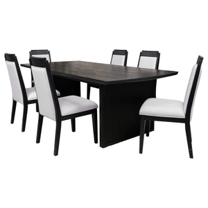 Juego de mesa de comedor Brookmead de 7 piezas con hojas extensibles, color negro