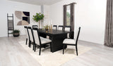 Juego de mesa de comedor Brookmead de 9 piezas con hojas extensibles, color negro
