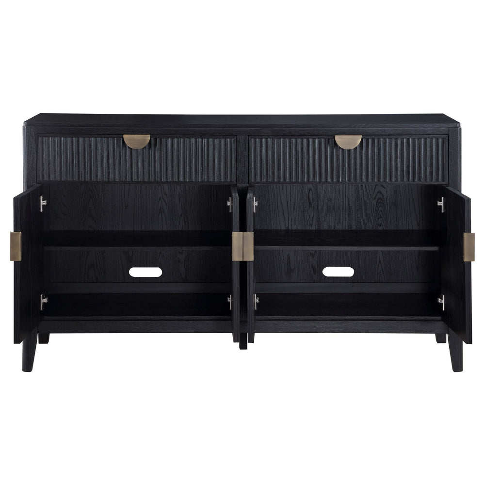 Aparador tipo buffet de 4 puertas Brookmead, color negro