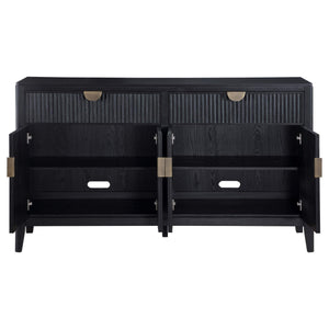 Aparador tipo buffet de 4 puertas Brookmead, color negro
