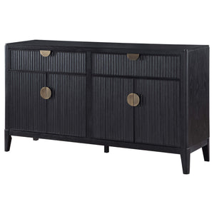 Aparador tipo buffet de 4 puertas Brookmead, color negro