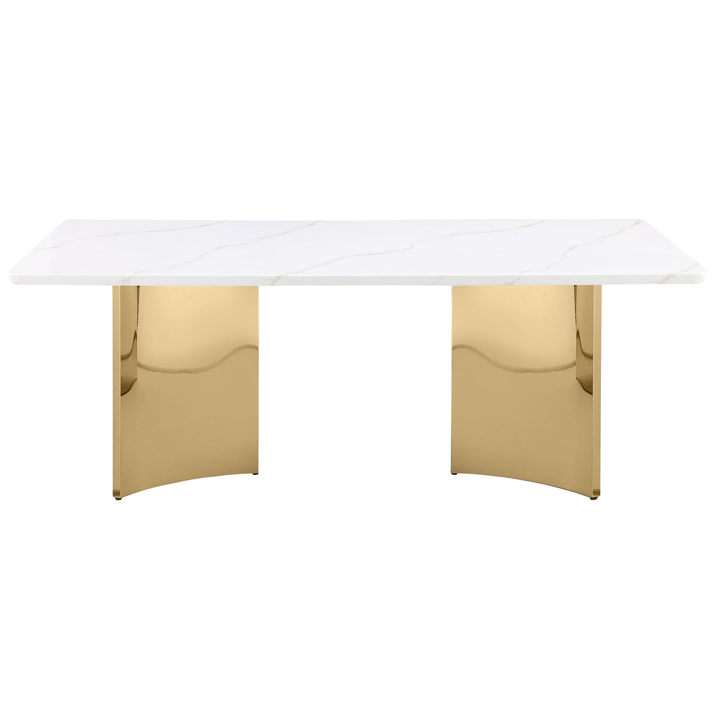 Tevlin Rectangular 79-inch Marble Top Dining Table White