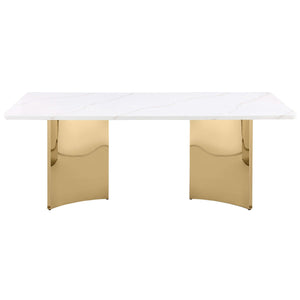 Tevlin Rectangular 79-inch Marble Top Dining Table White