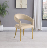 Silla de comedor tapizada en terciopelo Galiano beige (juego de 2)