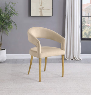 Silla de comedor tapizada en terciopelo Galiano beige (juego de 2)