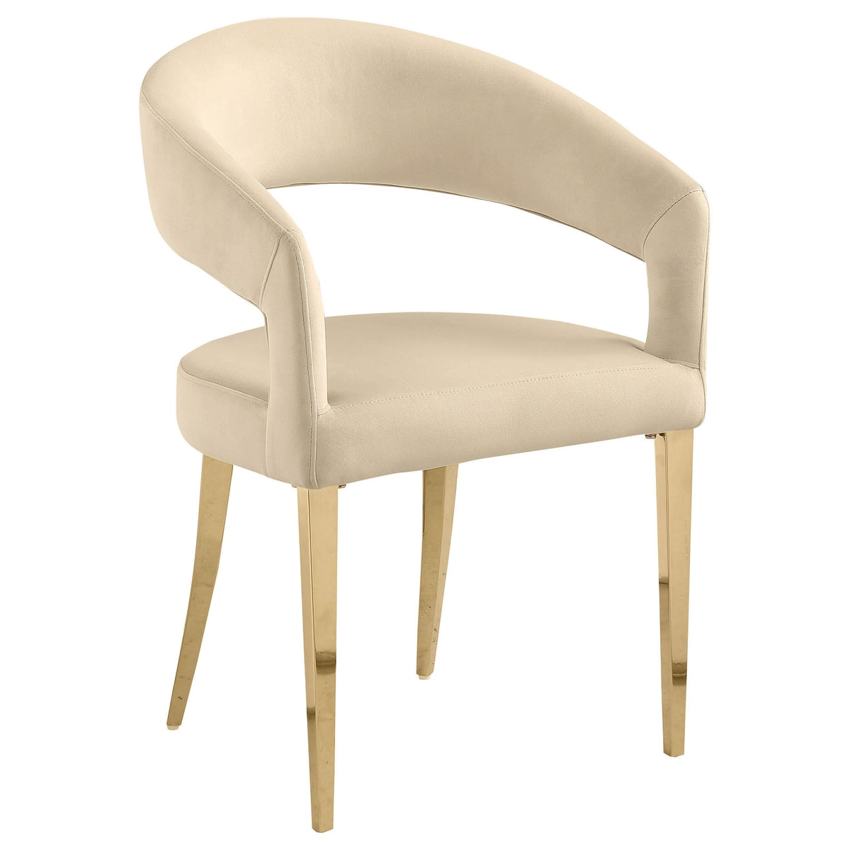 Silla de comedor tapizada en terciopelo Galiano beige (juego de 2)