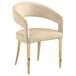 Silla de comedor tapizada en terciopelo Galiano beige (juego de 2)