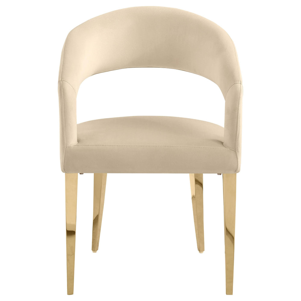Silla de comedor tapizada en terciopelo Galiano beige (juego de 2)