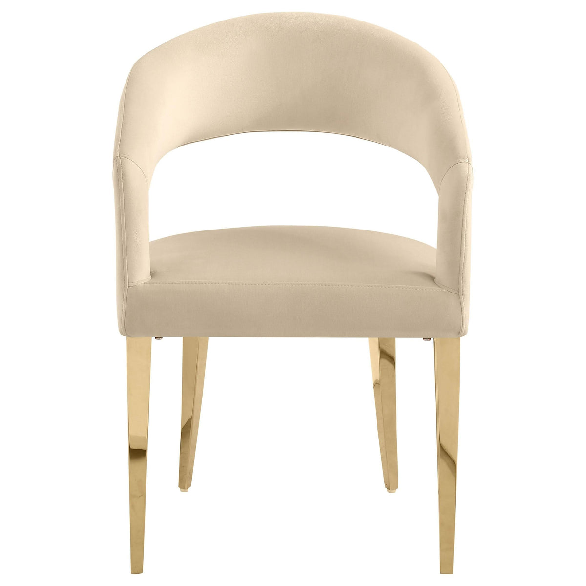 Silla de comedor tapizada en terciopelo Galiano beige (juego de 2)