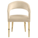 Silla de comedor tapizada en terciopelo Galiano beige (juego de 2)
