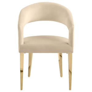 Silla de comedor tapizada en terciopelo Galiano beige (juego de 2)