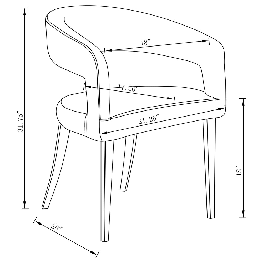 Silla de comedor tapizada en terciopelo Galiano beige (juego de 2)