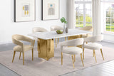 Silla de comedor tapizada en terciopelo Galiano beige (juego de 2)