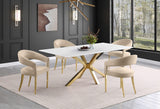 Silla de comedor tapizada en terciopelo Galiano beige (juego de 2)