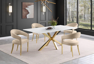 Silla de comedor tapizada en terciopelo Galiano beige (juego de 2)