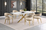 Silla de comedor tapizada en terciopelo Galiano beige (juego de 2)