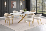 Silla de comedor tapizada en terciopelo Galiano beige (juego de 2)