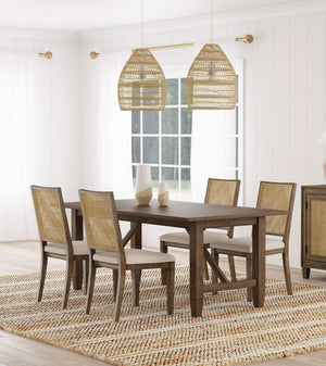 Juego de mesa de comedor rectangular Matisse de 5 piezas en marrón claro