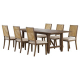 Juego de mesa de comedor rectangular Matisse de 7 piezas en marrón claro