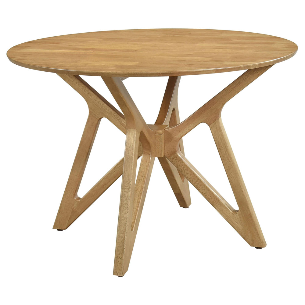 Juego de comedor redondo de 5 piezas de madera maciza Elowen en nogal claro
