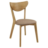 Juego de comedor redondo de 5 piezas de madera maciza Elowen en nogal claro
