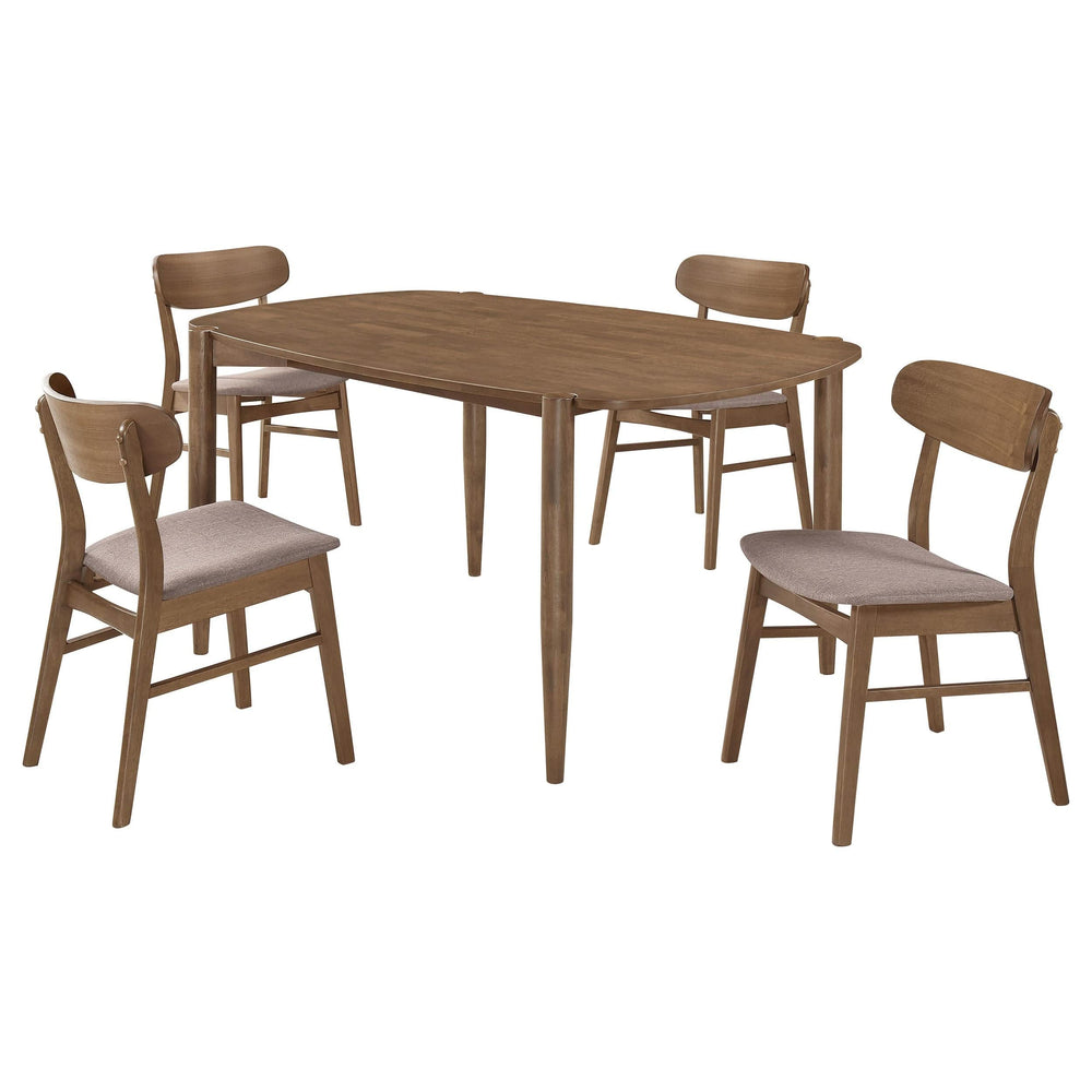 Juego de comedor Dortch de 5 piezas ovalado de madera maciza en nogal