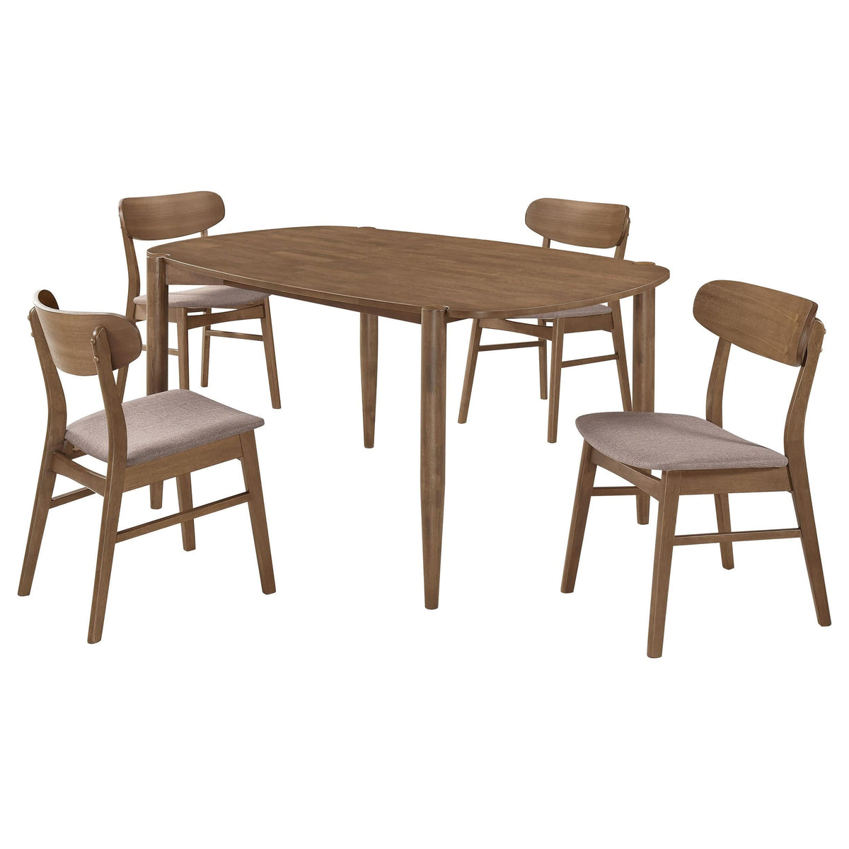 Juego de comedor Dortch de 5 piezas ovalado de madera maciza en nogal