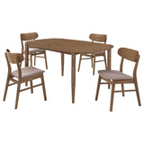 Juego de comedor Dortch de 5 piezas ovalado de madera maciza en nogal