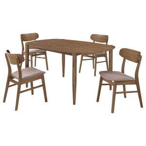 Juego de comedor Dortch de 5 piezas ovalado de madera maciza en nogal