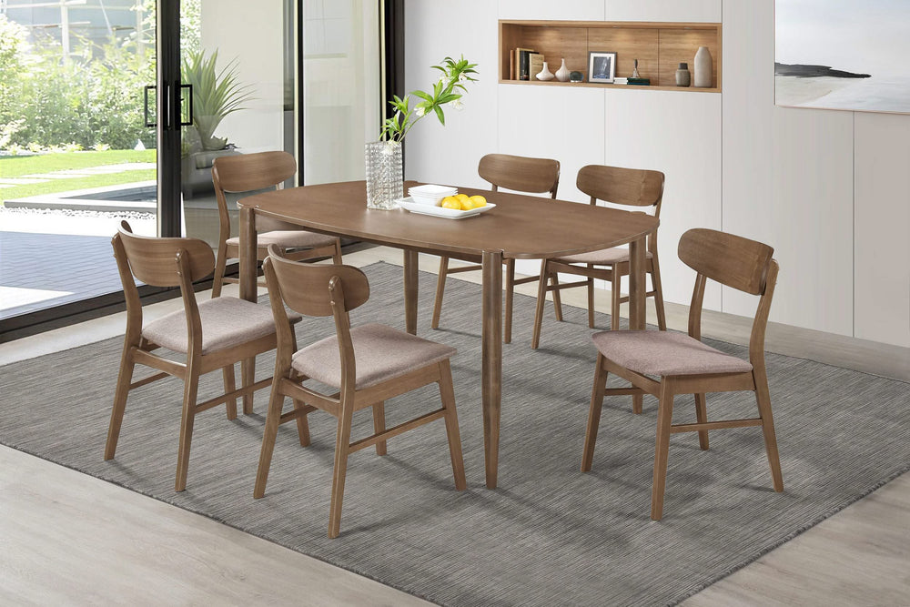 Mesa de comedor ovalada Dortch de madera maciza de 63 pulgadas en nogal