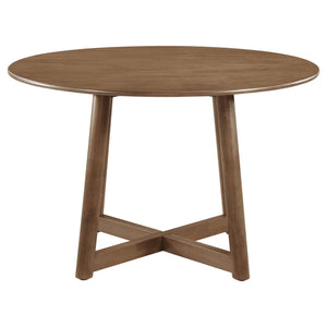 Juego de comedor redondo Dinah de 5 piezas de madera maciza en nogal