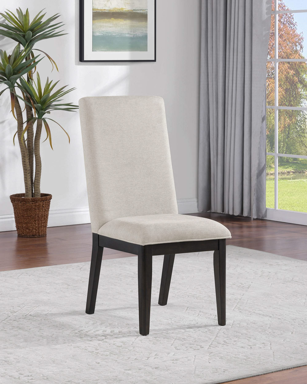 Silla de comedor tapizada Hathaway color crema (juego de 2)