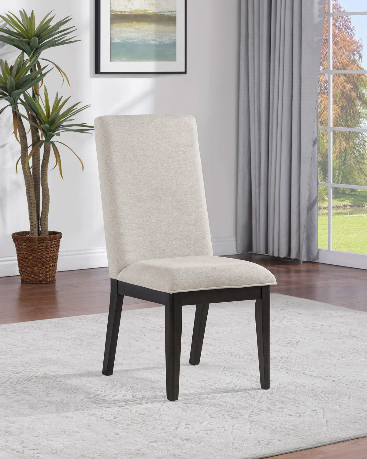 Silla de comedor tapizada Hathaway color crema (juego de 2)