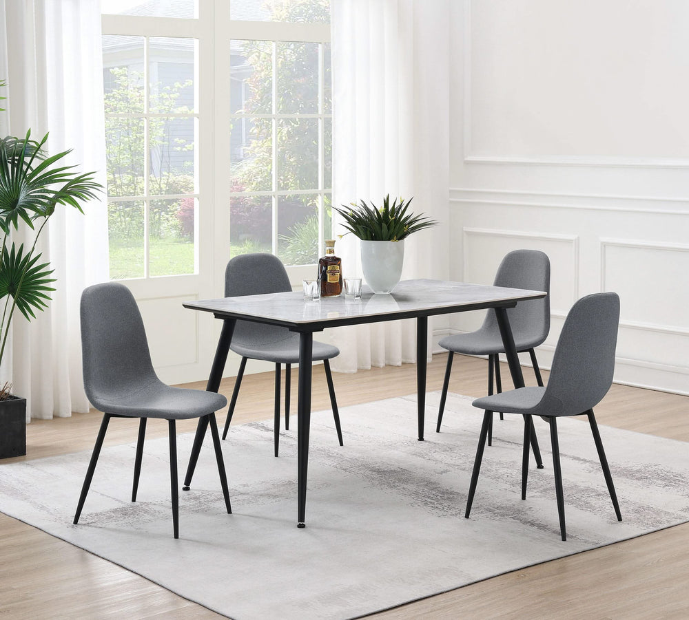 Juego de mesa de comedor rectangular Dennison de 5 piezas, color gris