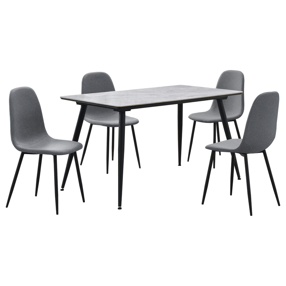 Juego de mesa de comedor rectangular Dennison de 5 piezas, color gris