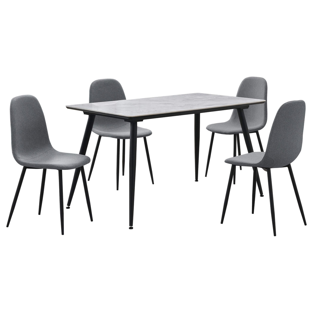 Juego de mesa de comedor rectangular Dennison de 5 piezas, color gris