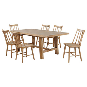 Juego de comedor extensible Middleton de 7 piezas, color marrón natural 