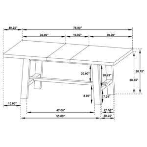 Juego de comedor extensible Middleton de 7 piezas, color marrón natural 