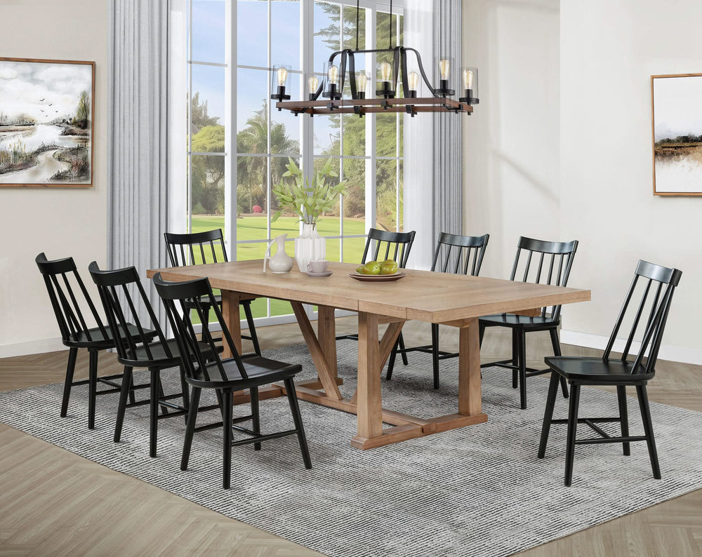 Juego de comedor extensible Middleton de 9 piezas en marrón y negro
