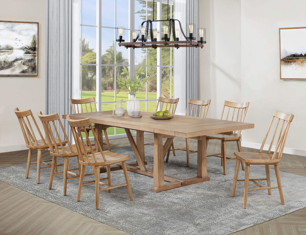 Juego de comedor extensible Middleton de 9 piezas, color marrón natural 