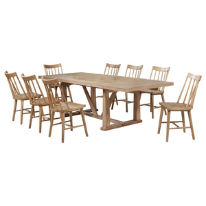 Juego de comedor extensible Middleton de 9 piezas, color marrón natural 