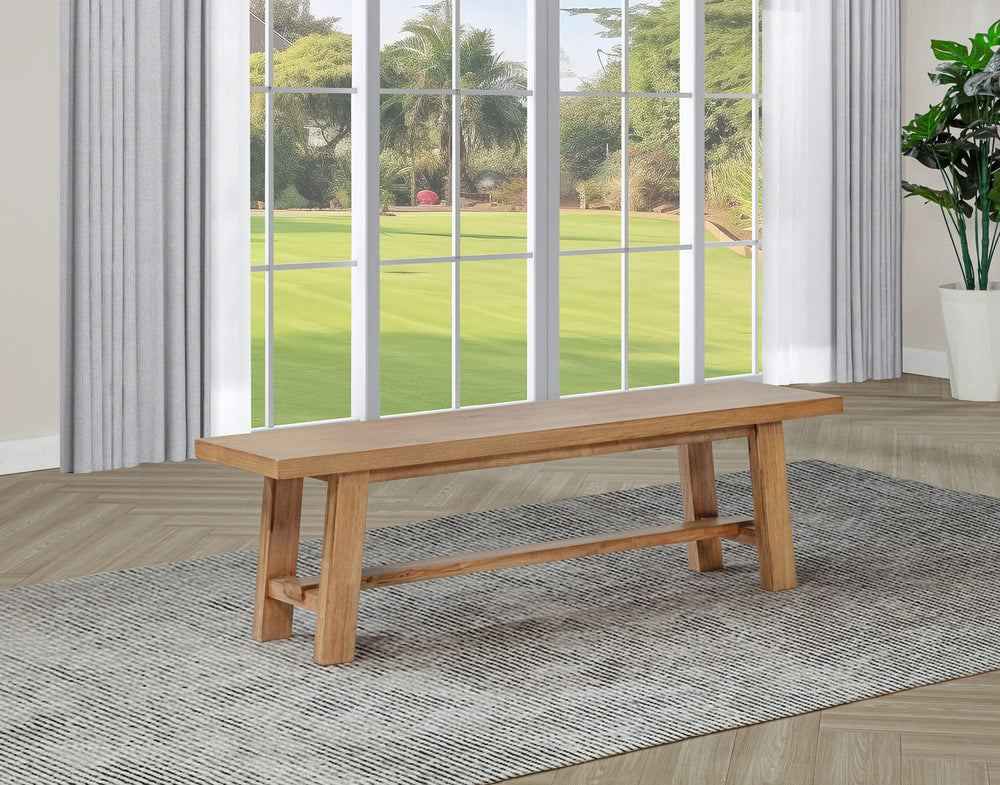 Banco de comedor de madera sin respaldo Middleton de 60 pulgadas, color marrón natural