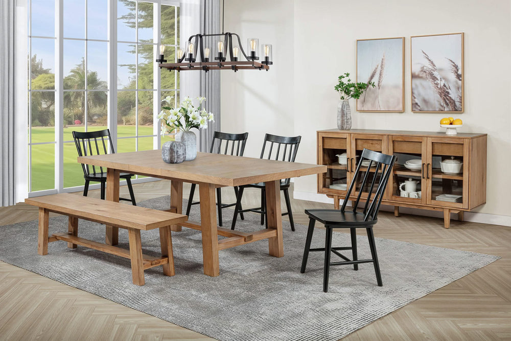 Banco de comedor de madera sin respaldo Middleton de 60 pulgadas, color marrón natural