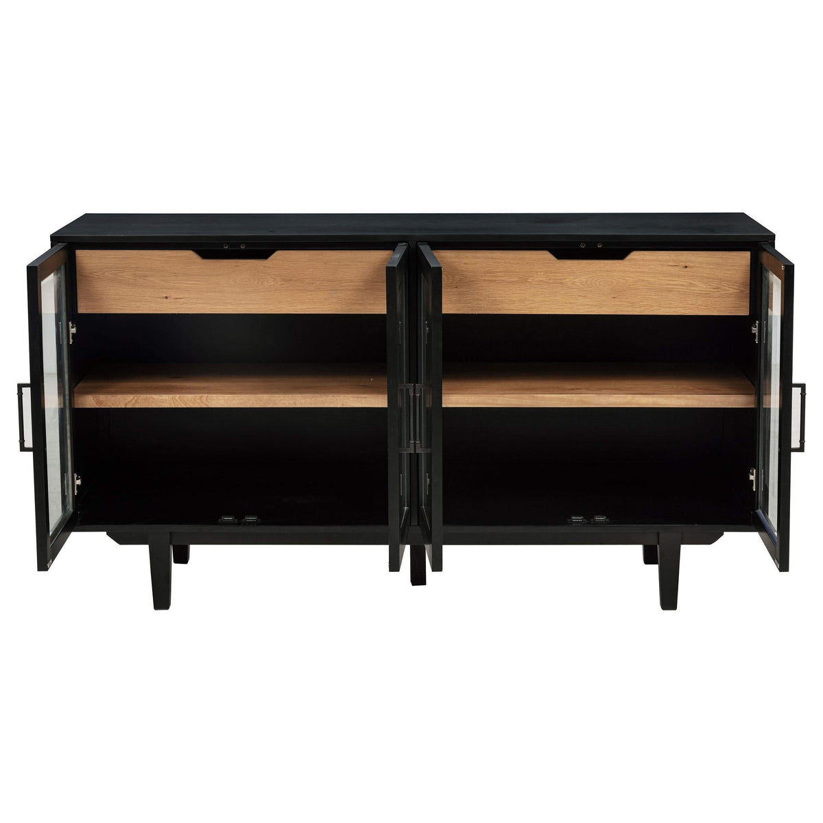 Aparador Middleton de 4 puertas con dos cajones, color negro